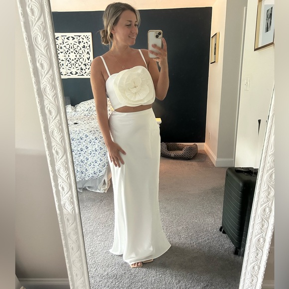 Show me your Mumu White Set - maxi slip skirt white ivory size small - Picture 1 of 5